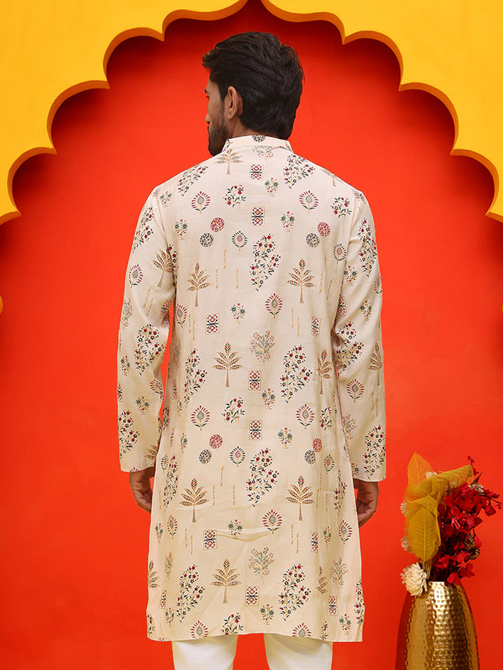 Printed Silk Blend Straight Kurtas.