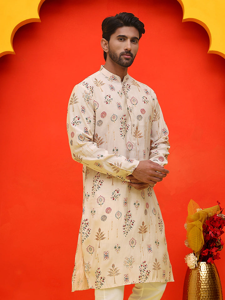 Printed Silk Blend Straight Kurtas.