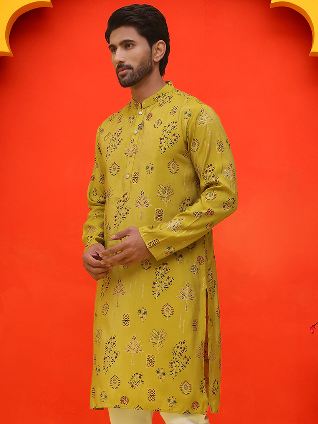 Printed Silk Blend Straight Kurtas.