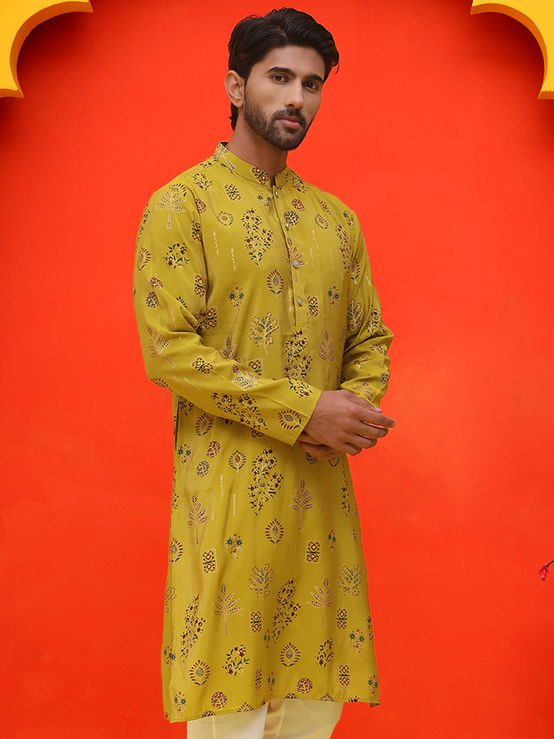 Printed Silk Blend Straight Kurtas.