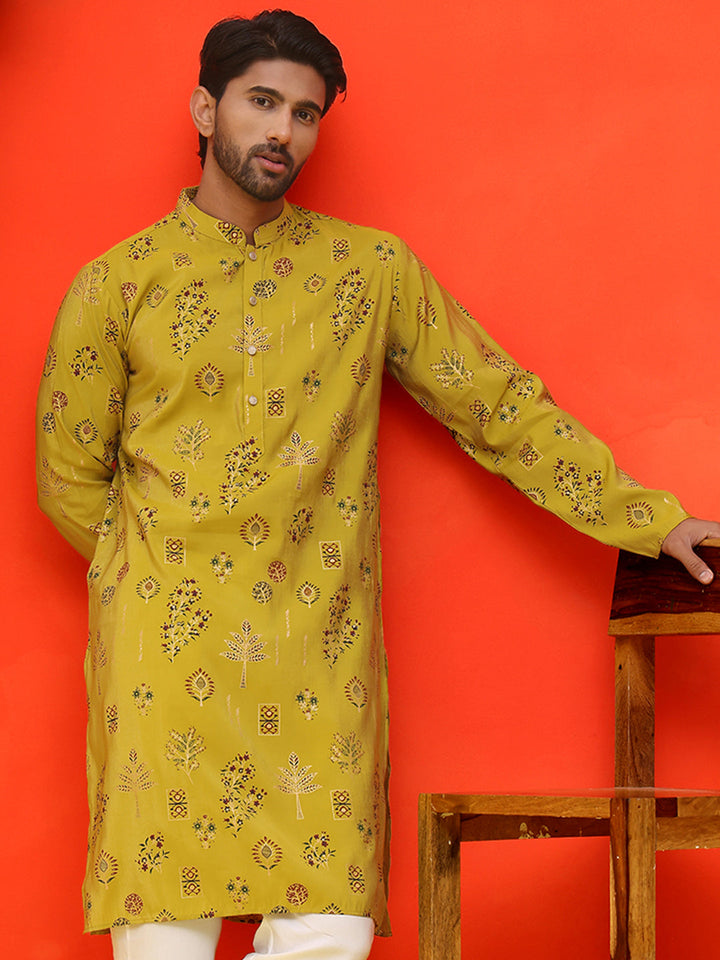 Printed Silk Blend Straight Kurtas.