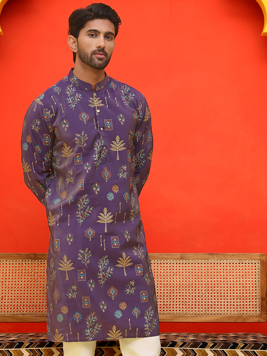 Printed Silk Blend Straight Kurtas.