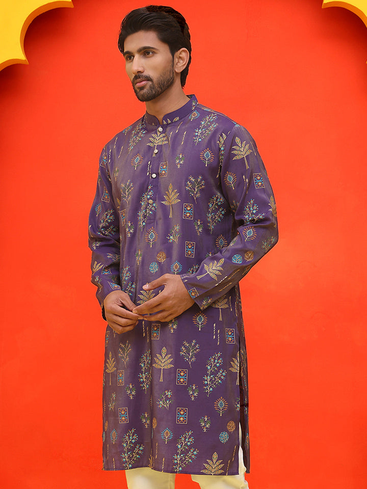Printed Silk Blend Straight Kurtas.