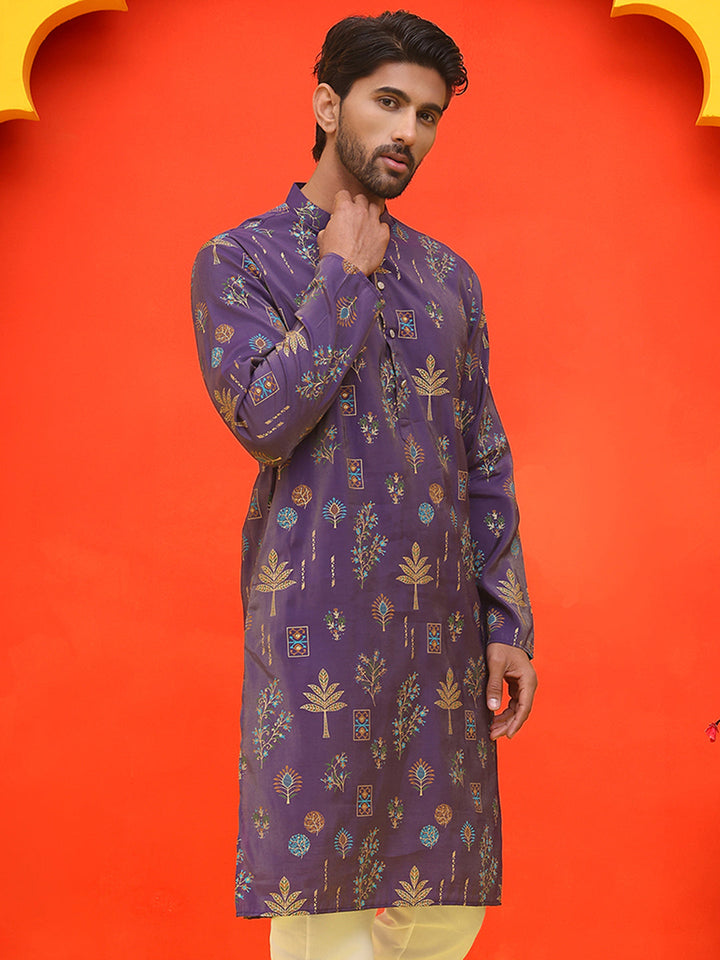 Printed Silk Blend Straight Kurtas.