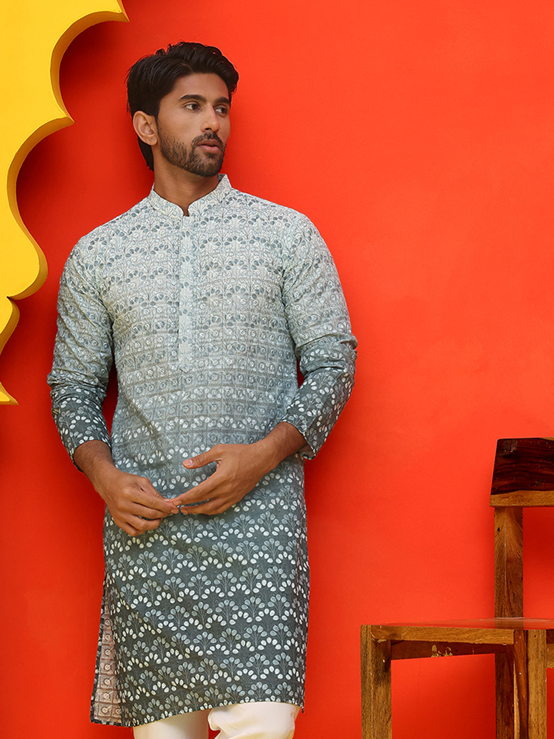 Ombre Printed &amp; Embroidered Kurtas