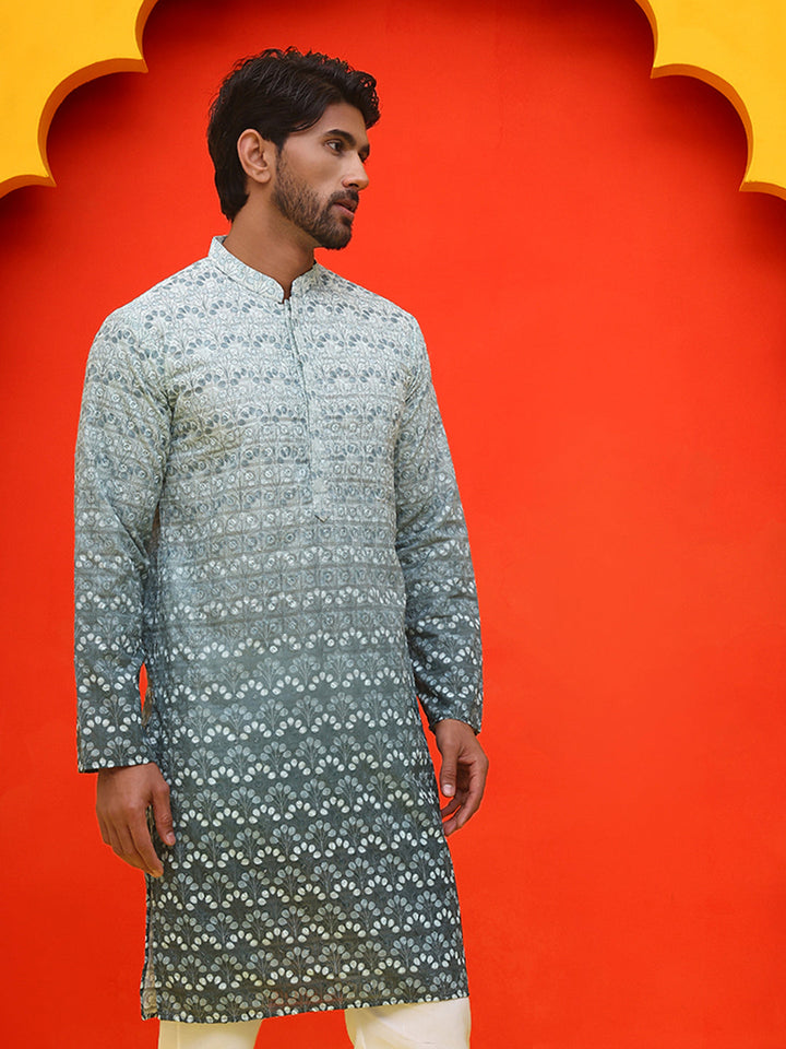 Ombre Printed &amp; Embroidered Kurtas