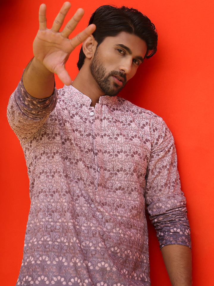 Ombre Printed &amp; Embroidered Kurtas