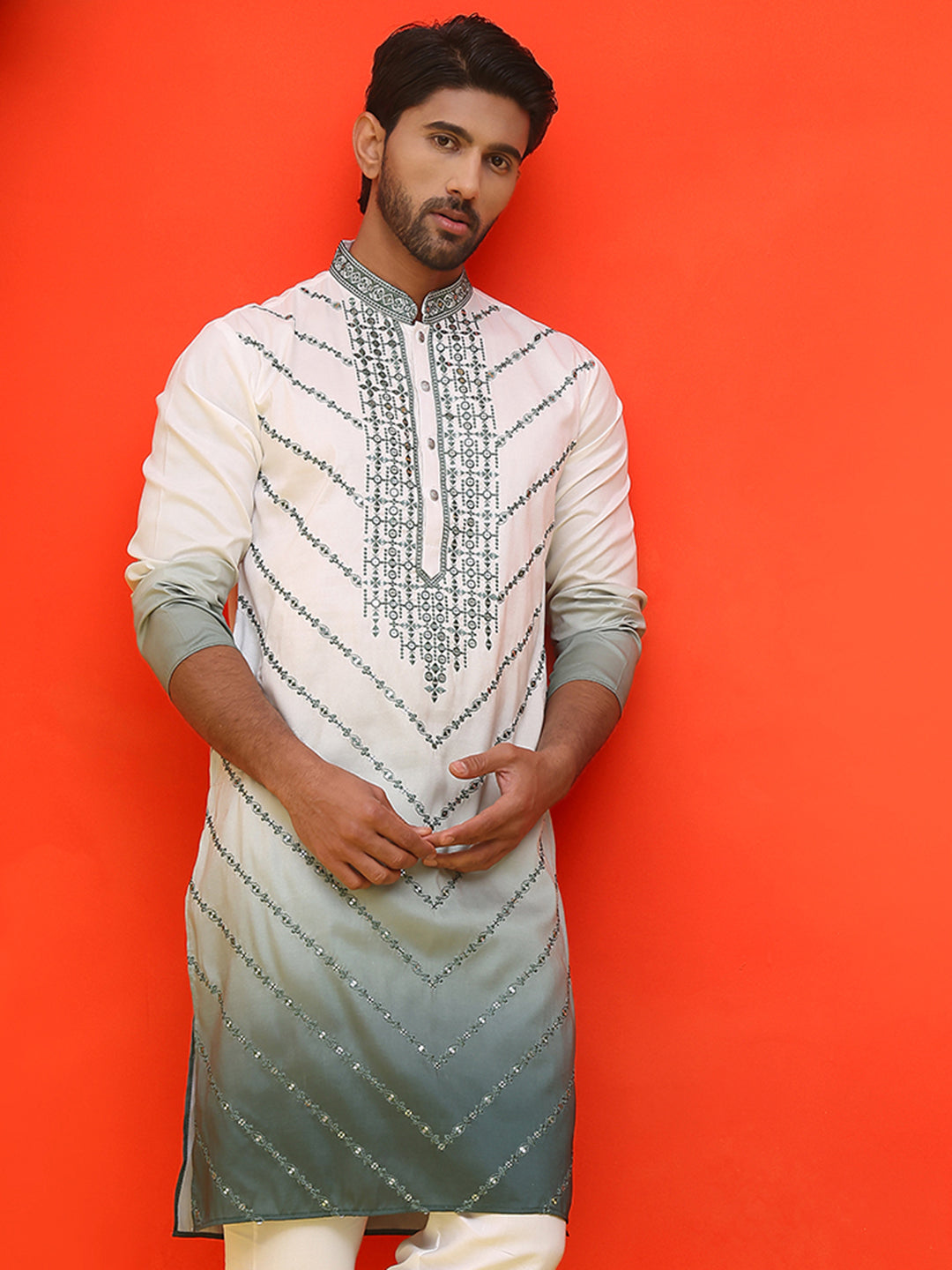 Ombre Printed &amp; Embroidered Kurtas