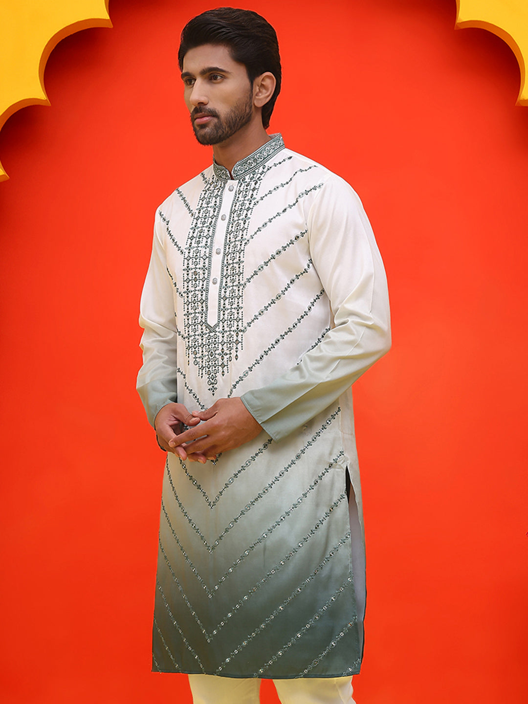 Ombre Printed &amp; Embroidered Kurtas