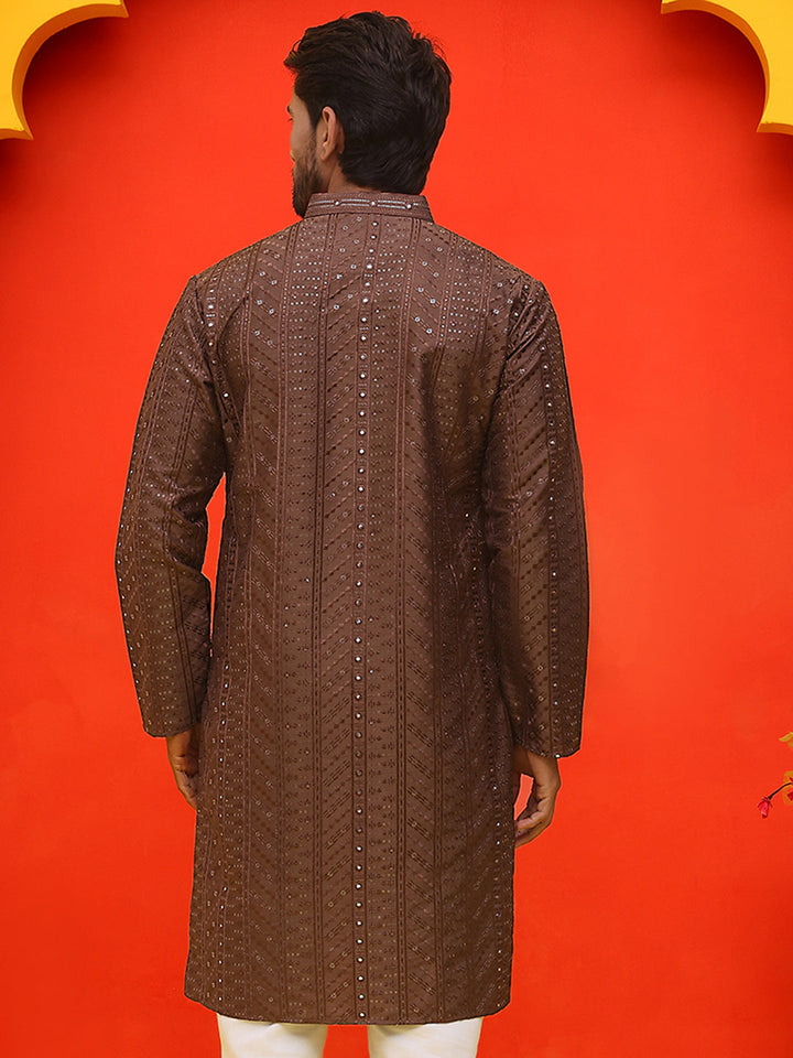 Embroidered Straight Kurtas For Men
