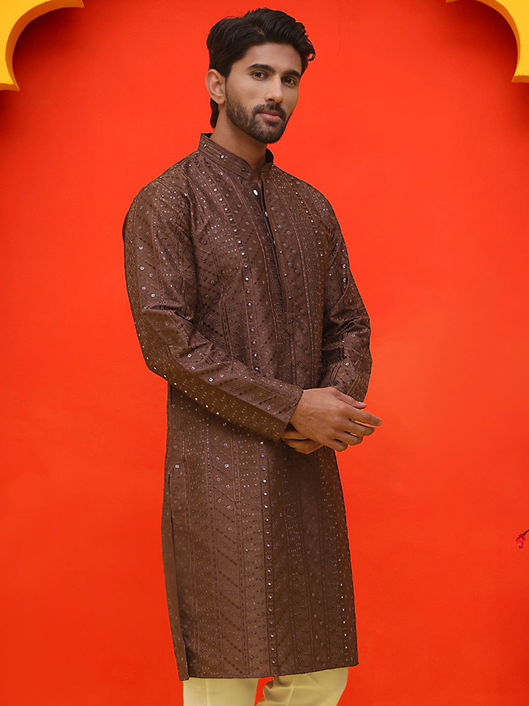 Embroidered Straight Kurtas For Men