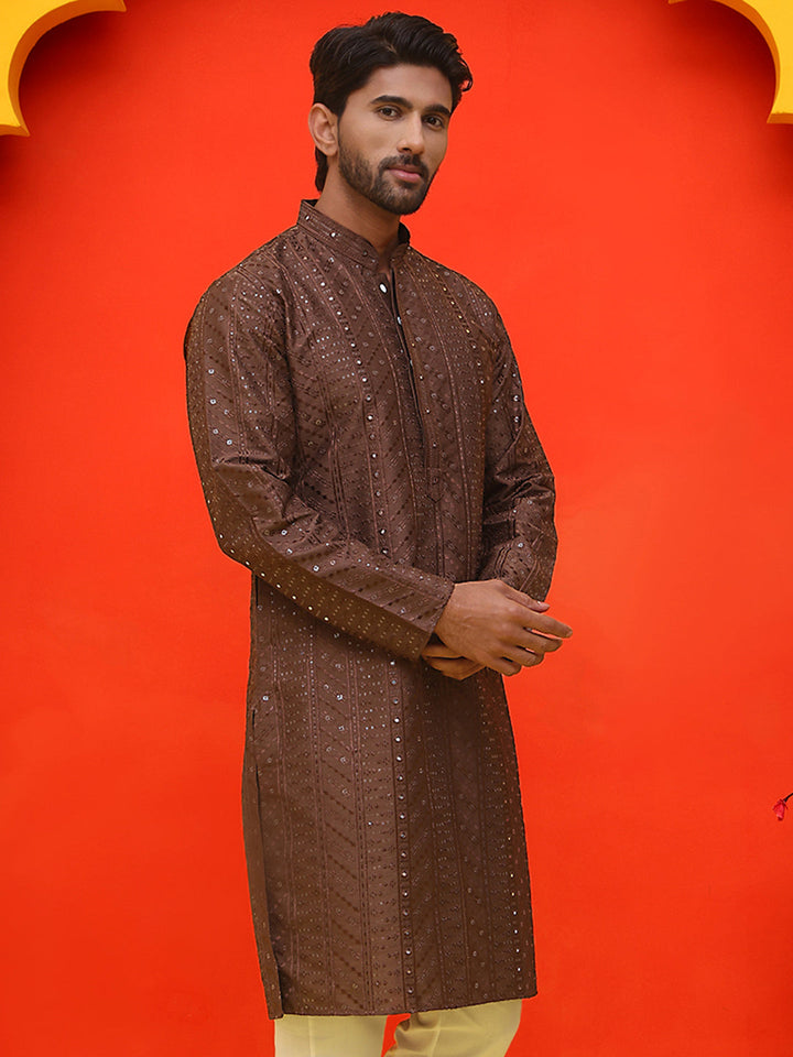 Embroidered Straight Kurtas For Men