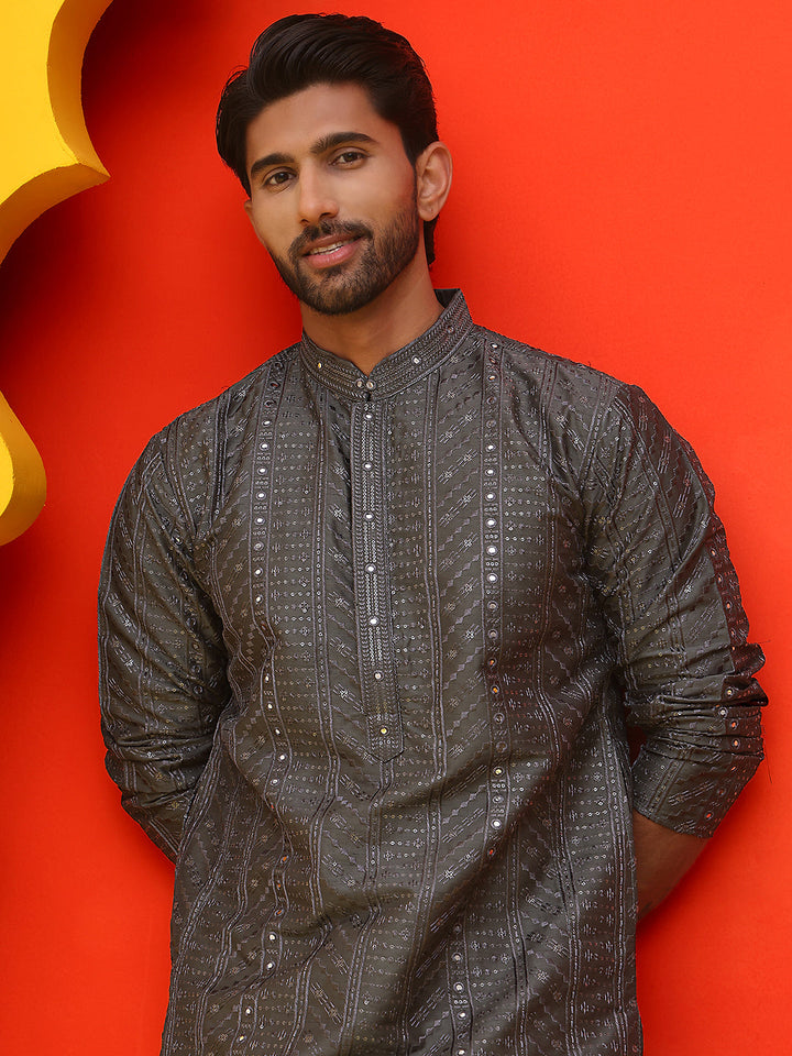 Embroidered Straight Kurtas For Men