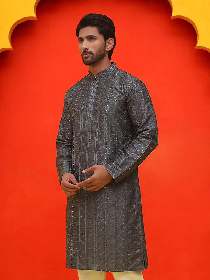 Embroidered Straight Kurtas For Men