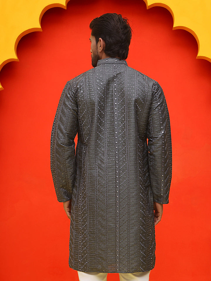 Embroidered Straight Kurtas For Men