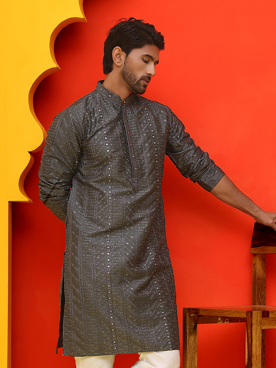 Embroidered Straight Kurtas For Men