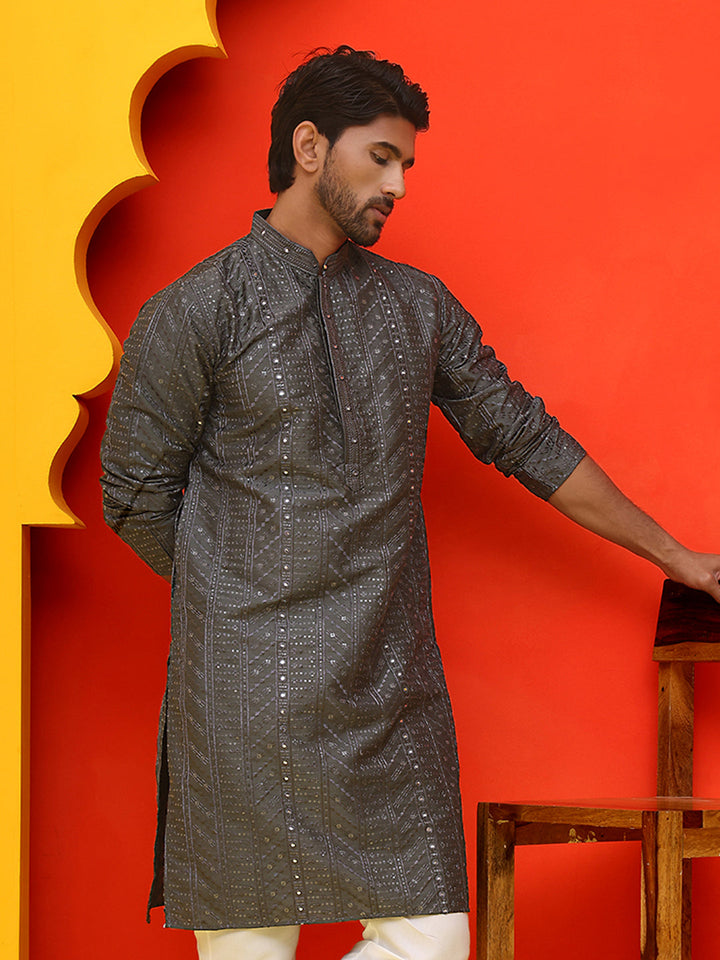 Embroidered Straight Kurtas For Men
