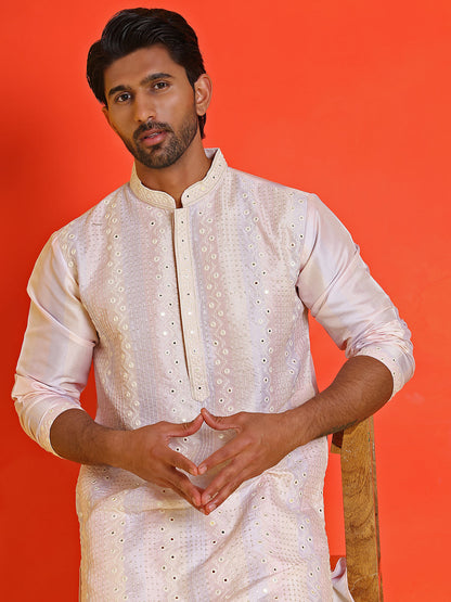 Embroidered And Mirror Work Straight Kurtas For Men,