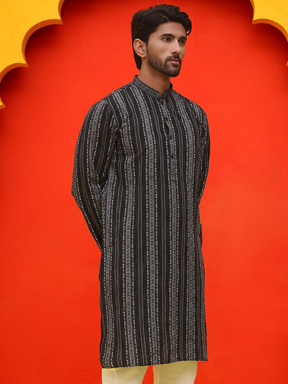 Self Design Straight Kurta For Men.