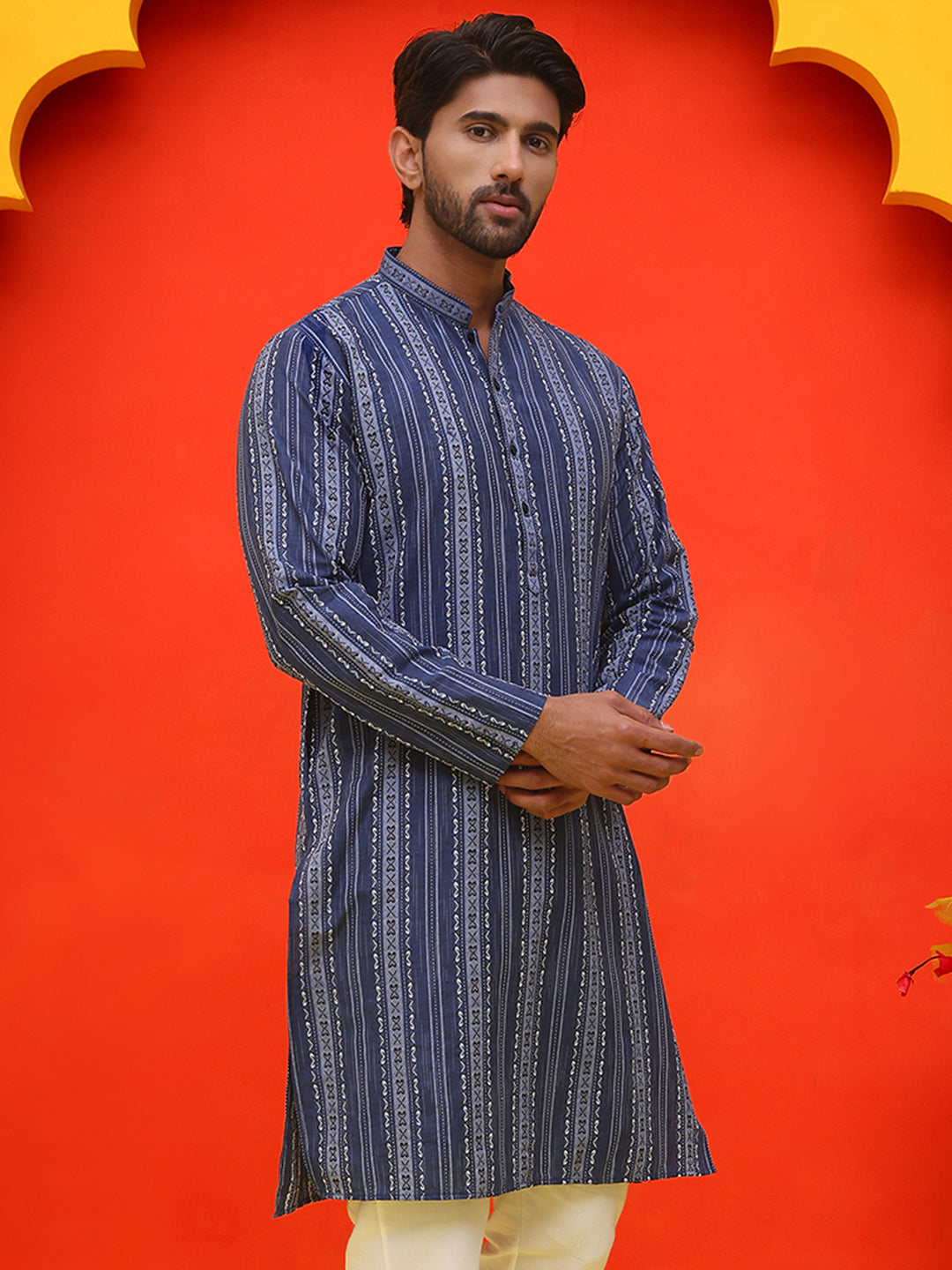 Self Design Straight Kurta For Men.