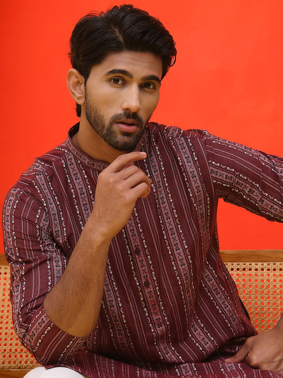 Self Design Straight Kurta For Men.