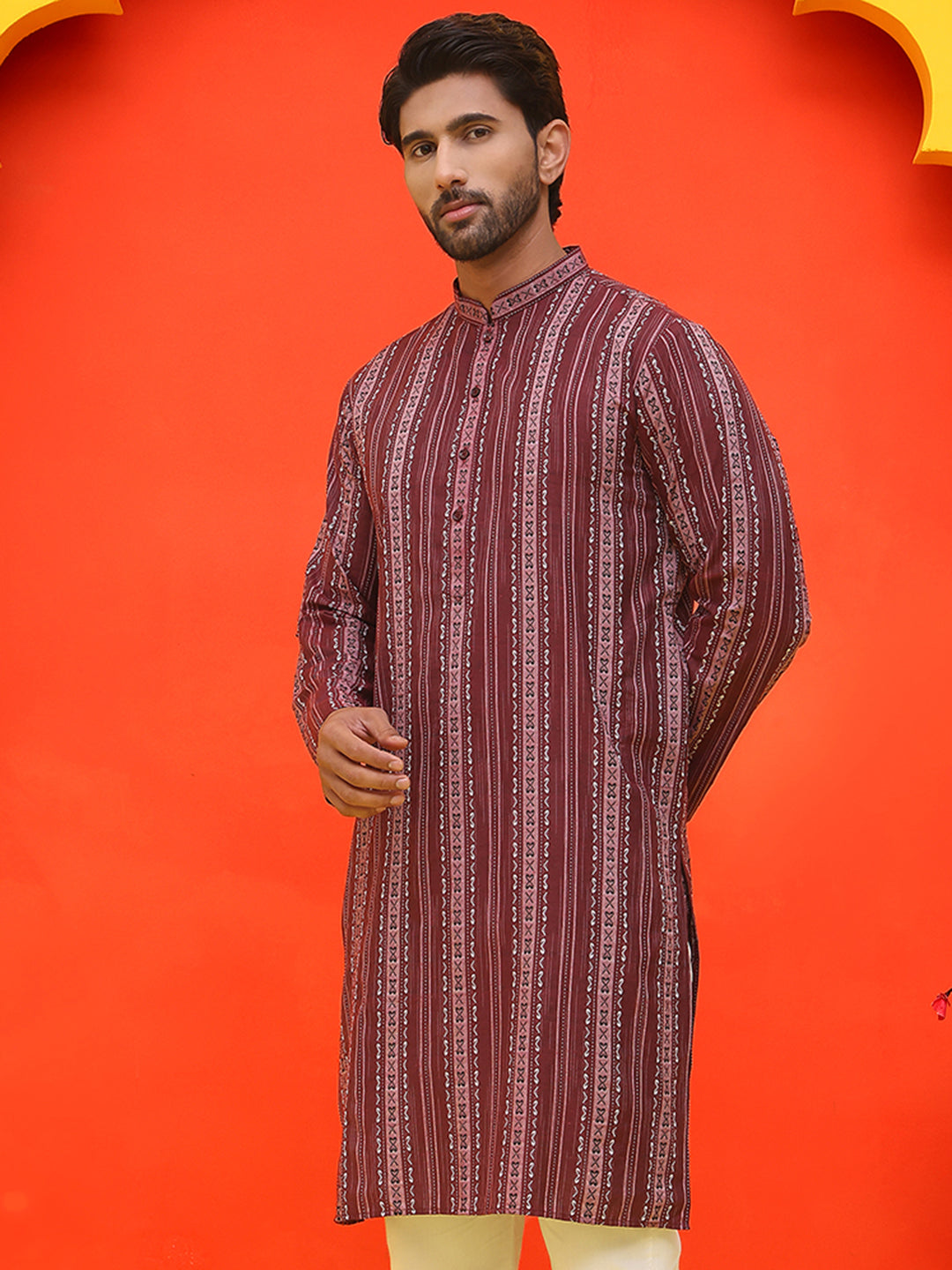 Self Design Straight Kurta For Men.