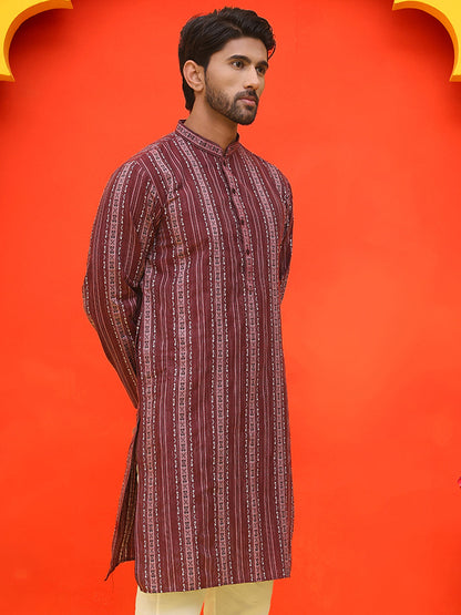Self Design Straight Kurta For Men.