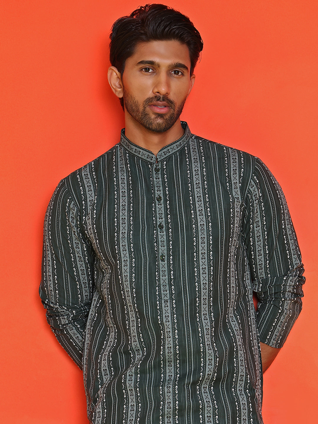 Self Design Straight Kurta For Men.