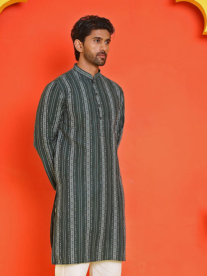 Self Design Straight Kurta For Men.