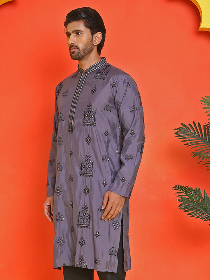 Embroidered Silk Blend Kurtas.