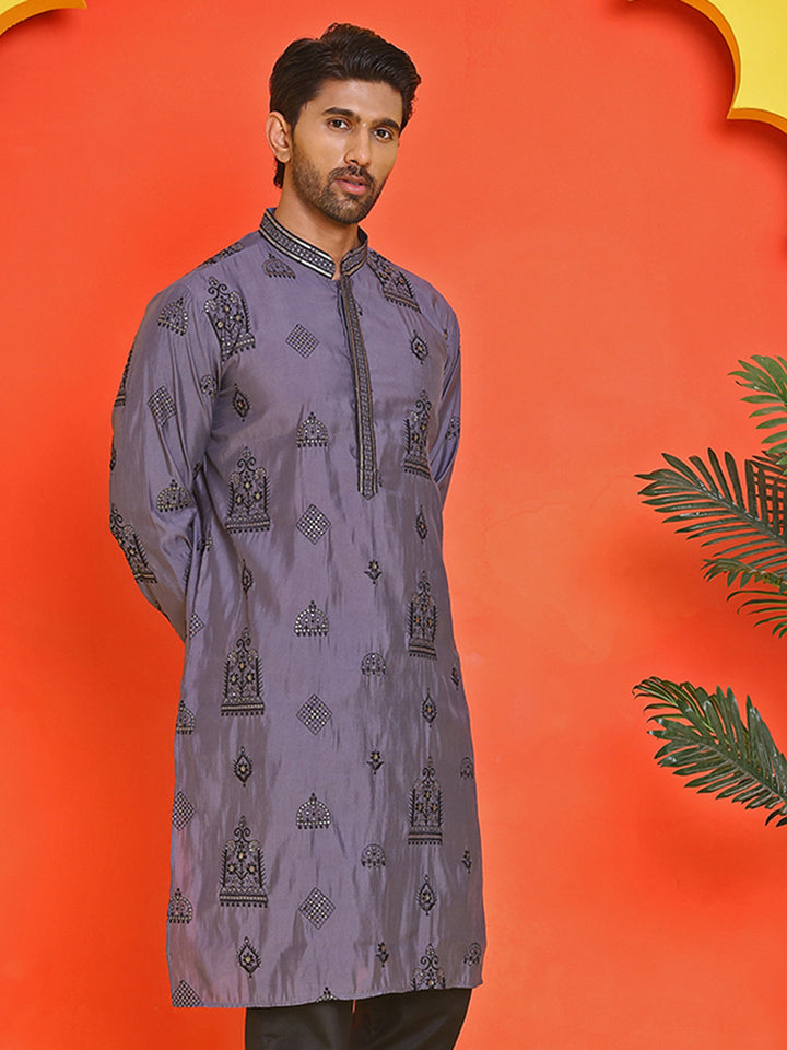 Embroidered Silk Blend Kurtas.