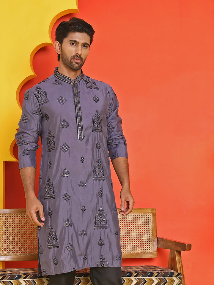 Embroidered Silk Blend Kurtas.