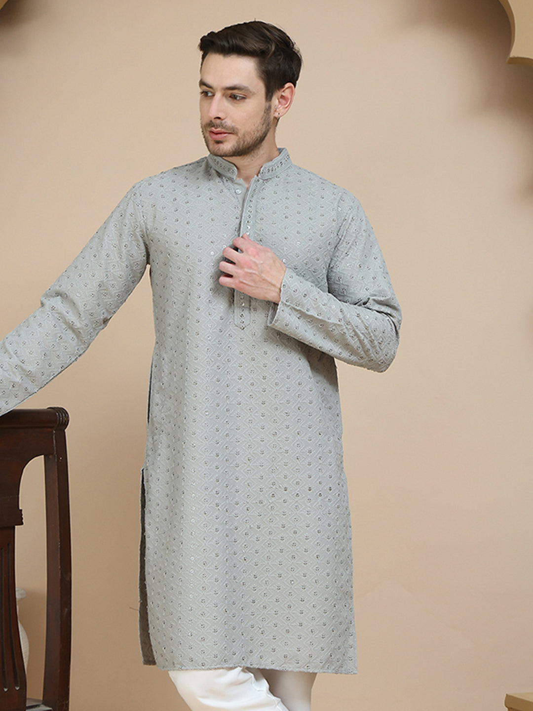 Embroidered Cotton Kurtas For Men
