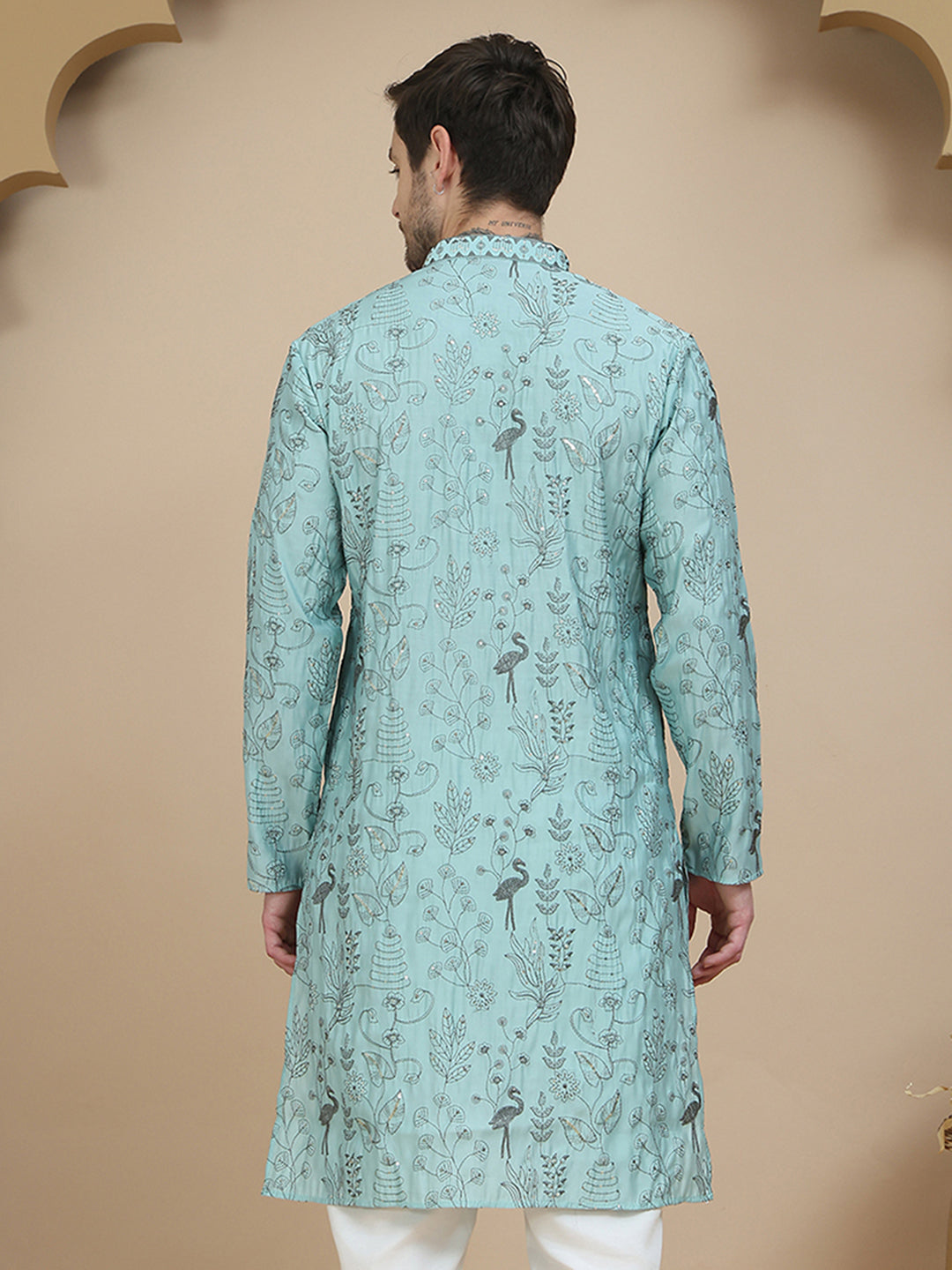 Embroidered Silk Blend Kurtas For Men