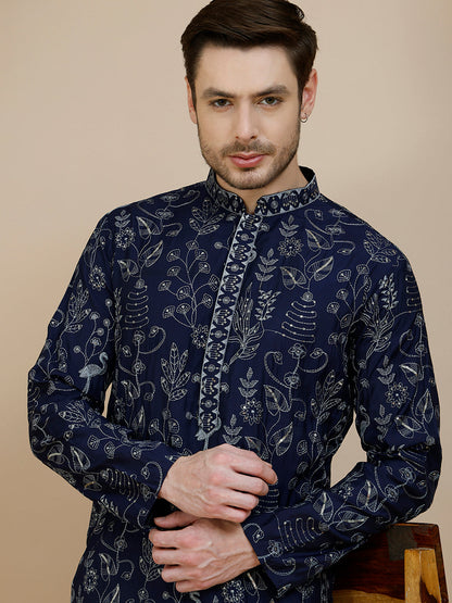 Embroidered Silk Blend Kurtas For Men