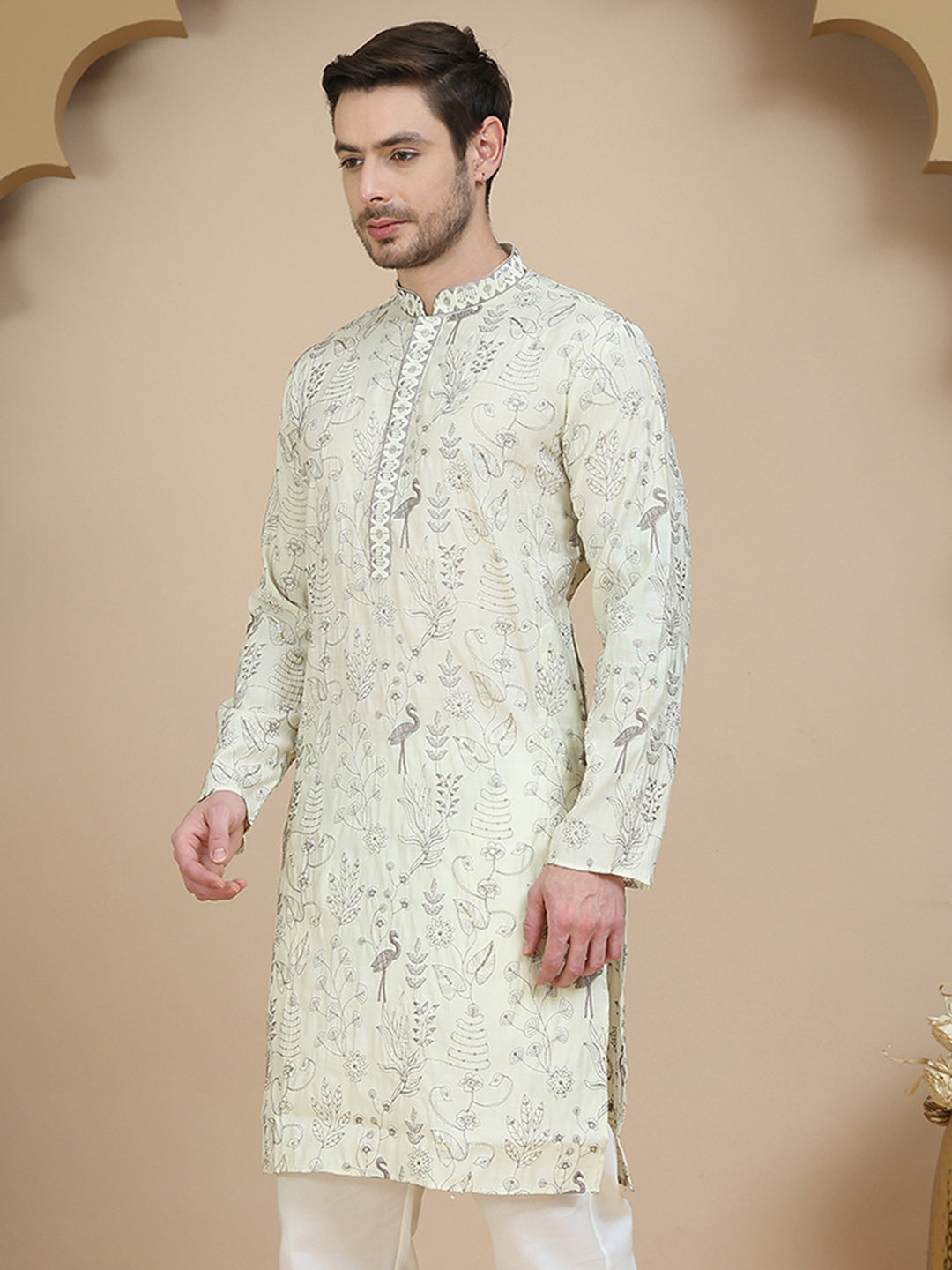 Embroidered Silk Blend Kurtas For Men