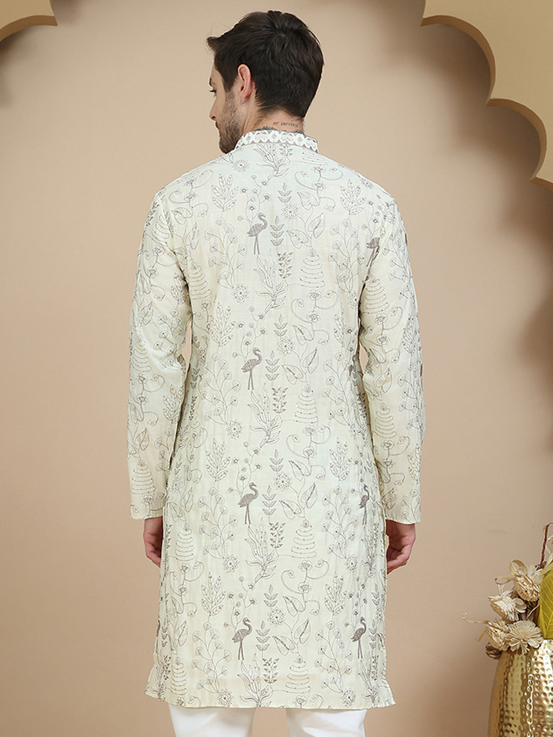 Embroidered Silk Blend Kurtas For Men