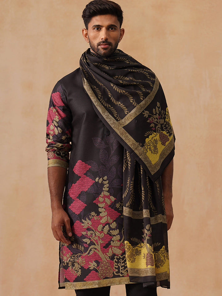 Silk Blend Embroidered Kurta