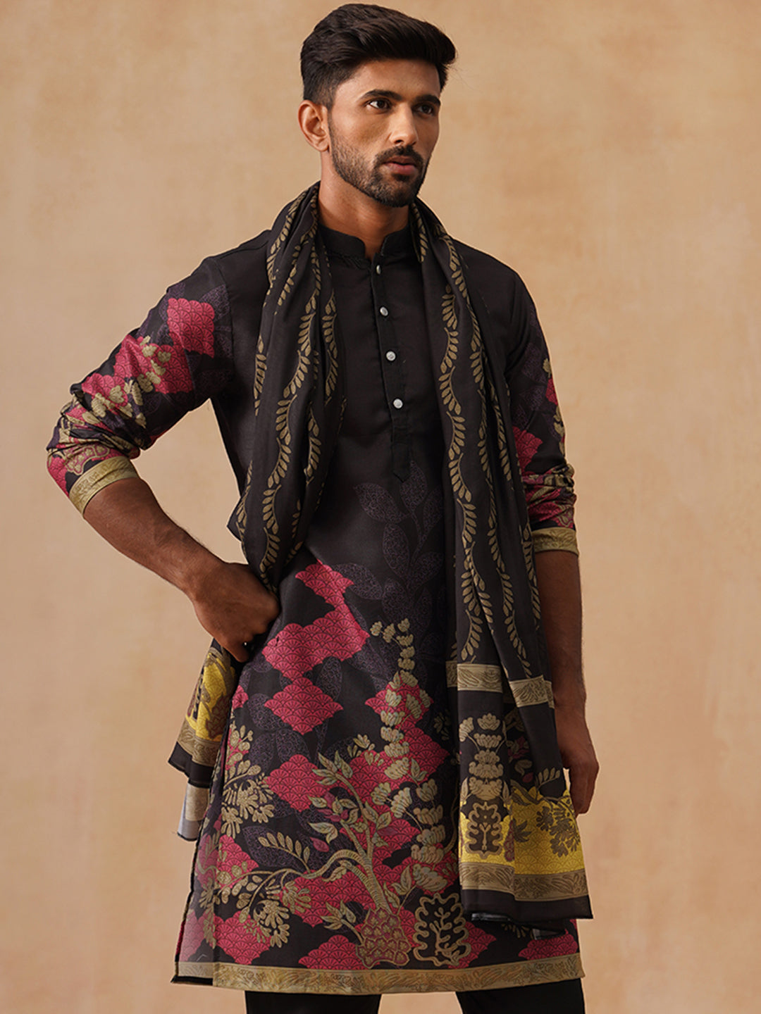 Silk Blend Embroidered Kurta