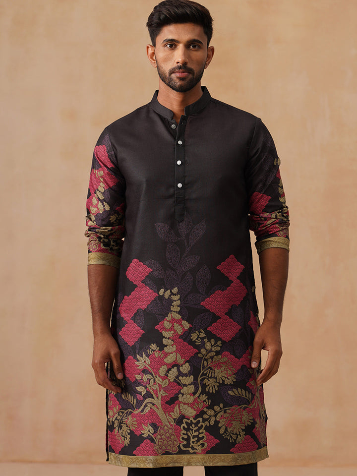 Silk Blend Embroidered Kurta