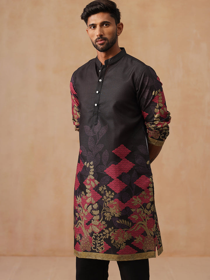 Silk Blend Embroidered Kurta
