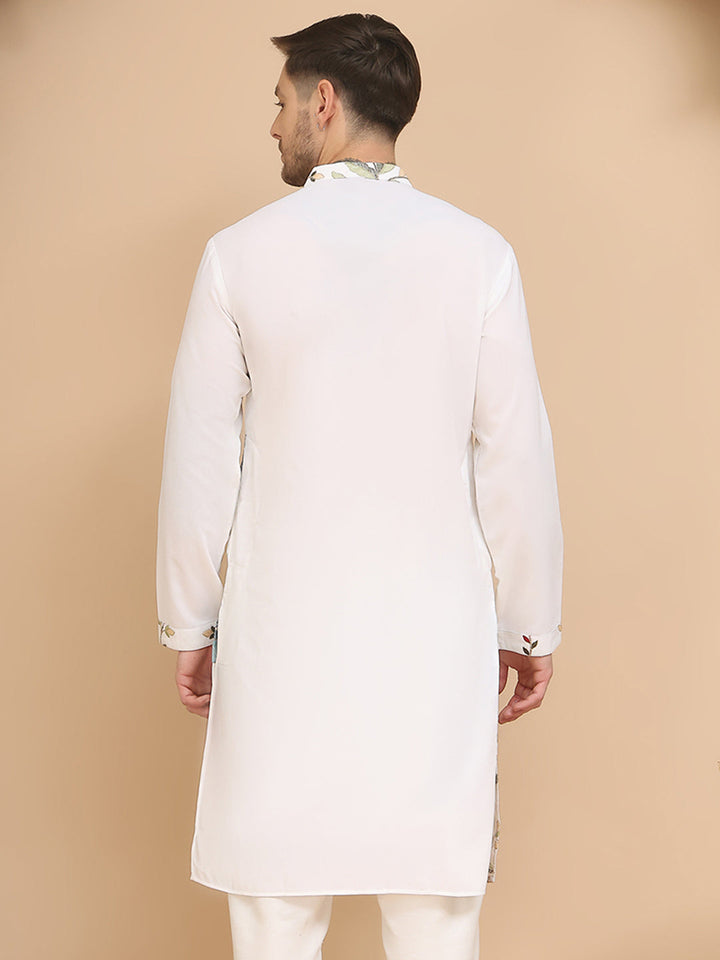 White Embroidered Kurta With Sequins &amp; Zari Work