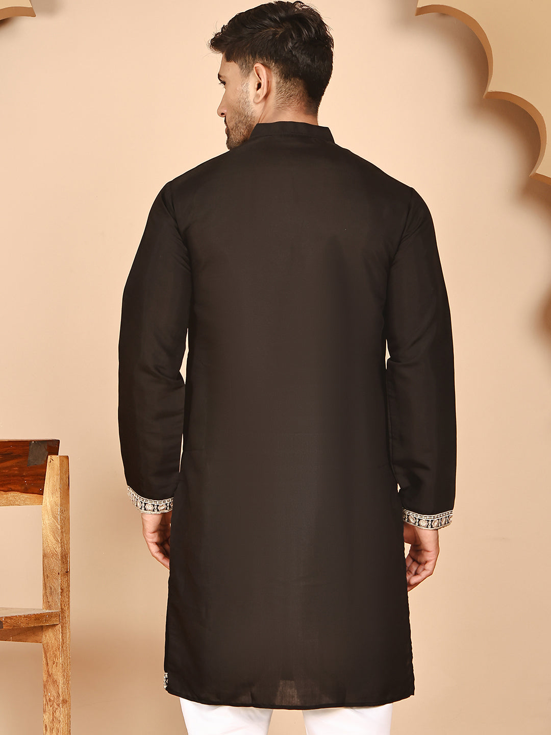 Embroidered Silk Blend Kurtas For Men