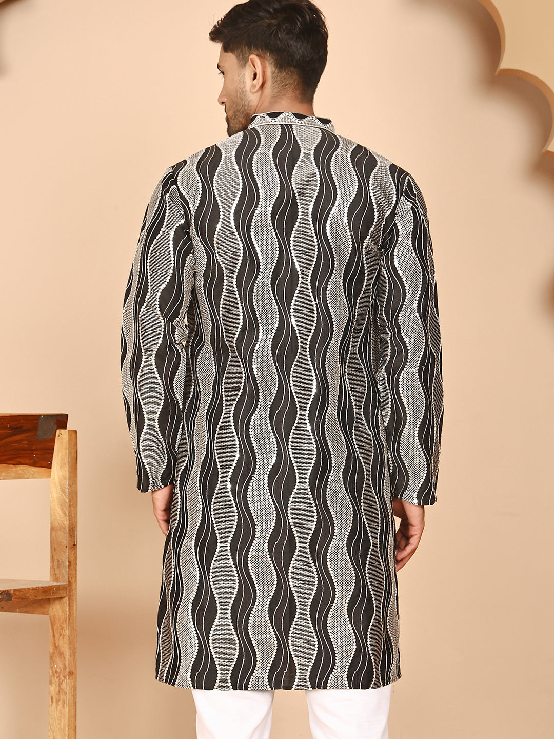 Silk Blend Kurtas With Mirror Work Embroidery