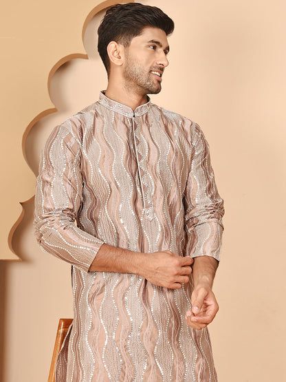 Silk Blend Kurtas With Mirror Work Embroidery