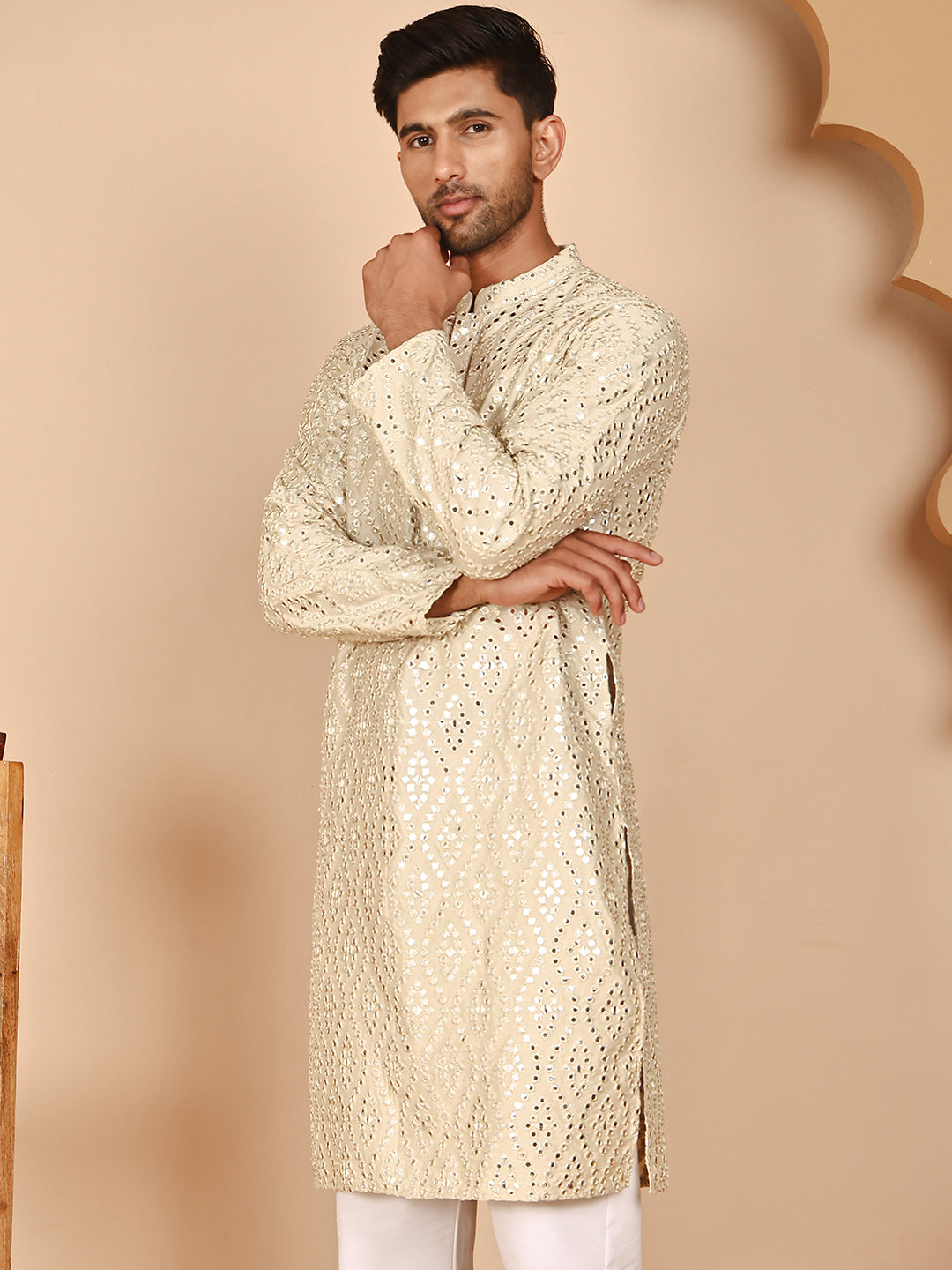 Traditional Mirror Embroidered Kurtas For Men