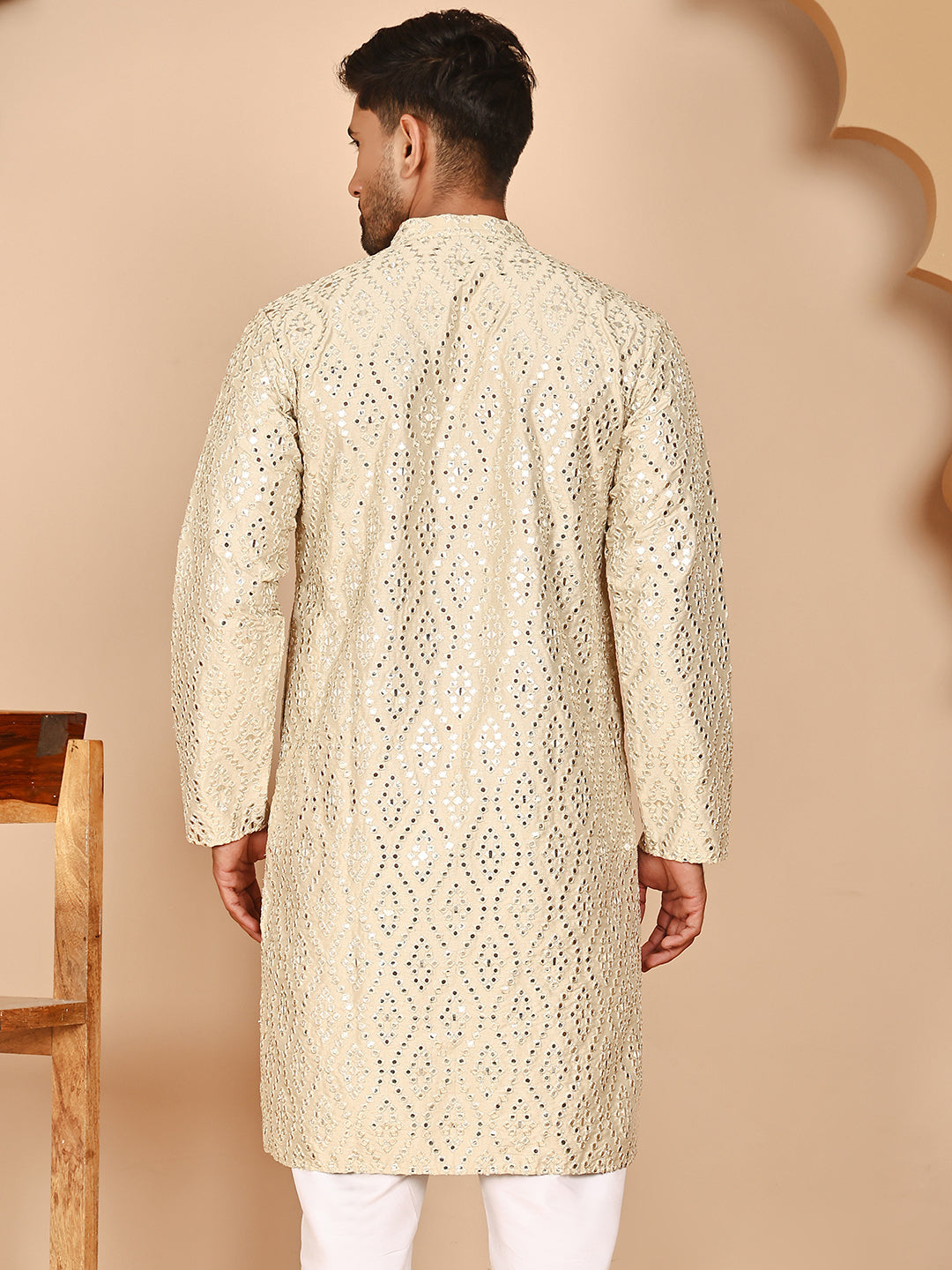Traditional Mirror Embroidered Kurtas For Men