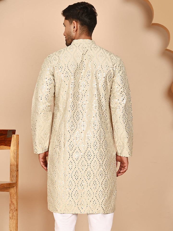 Traditional Mirror Embroidered Kurtas For Men