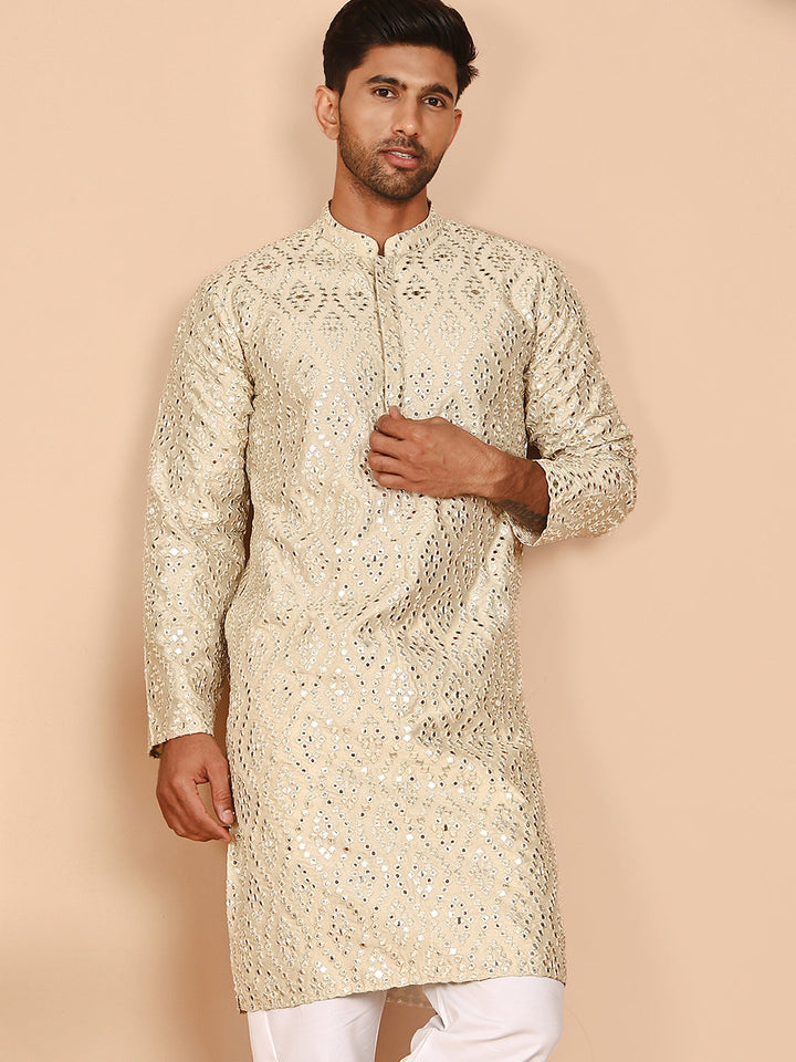 Traditional Mirror Embroidered Kurtas For Men