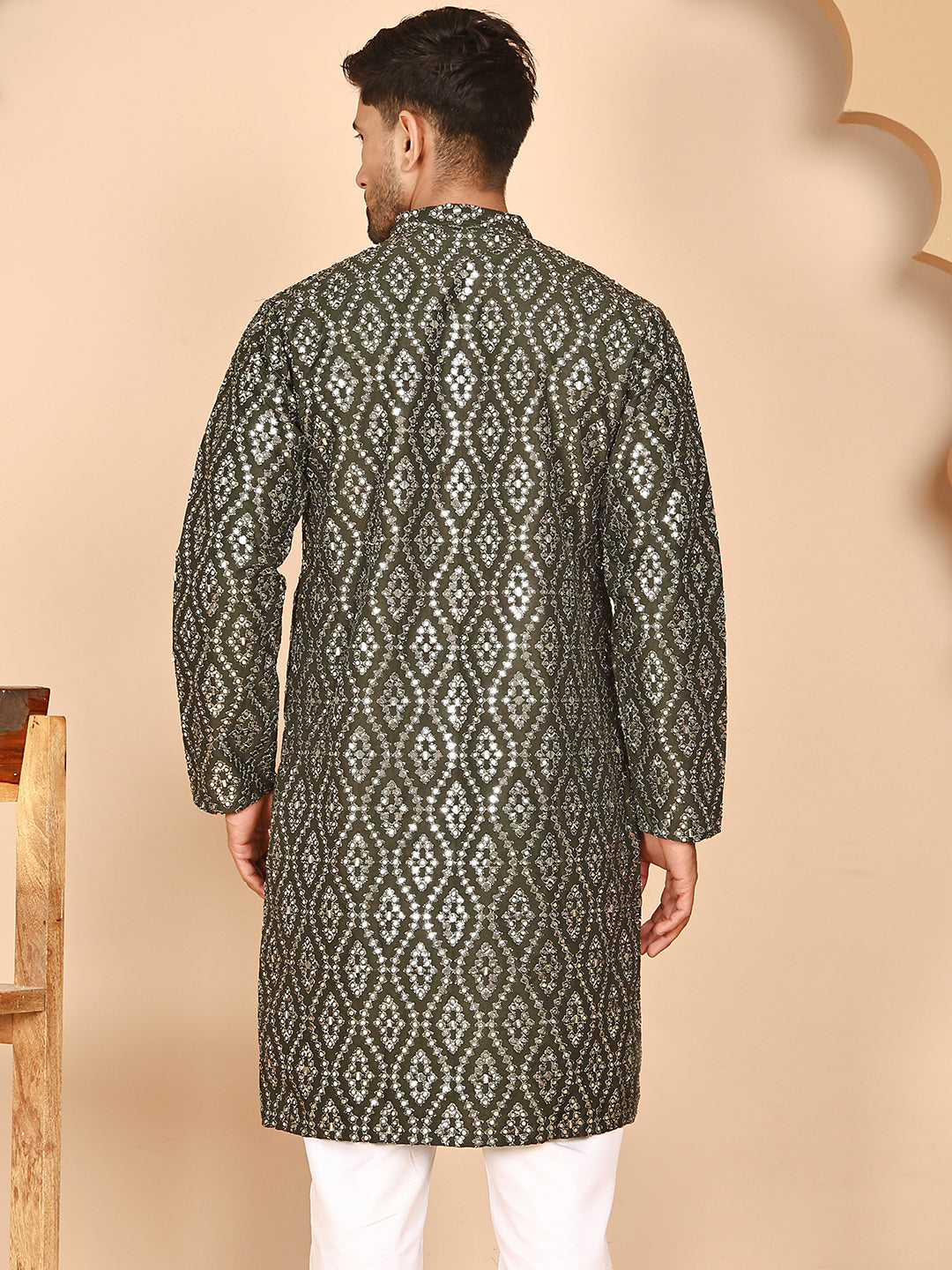 Traditional Mirror Embroidered Kurtas For Men